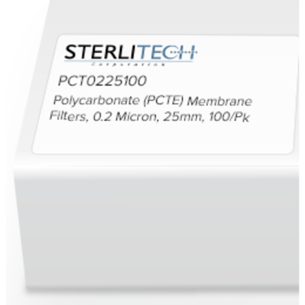 Sterlitech Polycarbonate (PCTE) Membrane Filters, 0.2 Micron, 25mm, PK100 PCT0225100